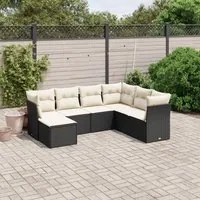 Set Divani da Giardino con Cuscini 7pz Nero Polyrattancod mxl 113679