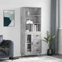 Credenza Grigio Cemento 69,5x34x180 cm in Legno Multistrato 3189481