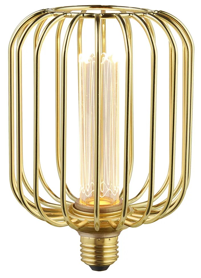 Lampadina Contemporanea Tamburo Acciaio Oro Vetro 1 Luce E27 3,5W 1800K