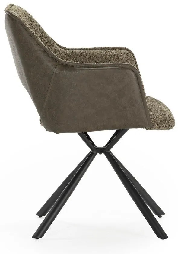 Set di sedie da pranzo verde in imbottito con braccioli 2 pz Mariel – Marckeric