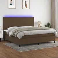 Letto a Molle Materasso e LED Marronescuro 200x200cm in Tessuto cod mxl 54828