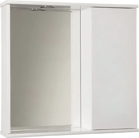 Specchiera contenitore 69 cm con anta liscia e luce Led Bianco Lucido