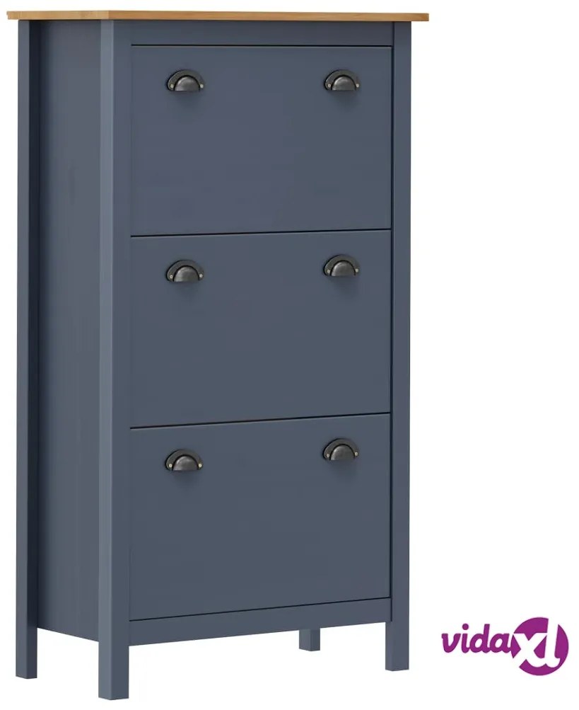vidaXL Scarpiera Hill Grigia 72x35x124 cm Legno Massello di Pino