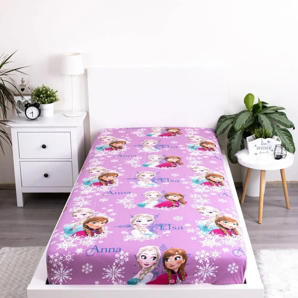 Lenzuolo con angoli per bambini in cotone per letto singolo 90x200 cm Frozen – Jerry Fabrics