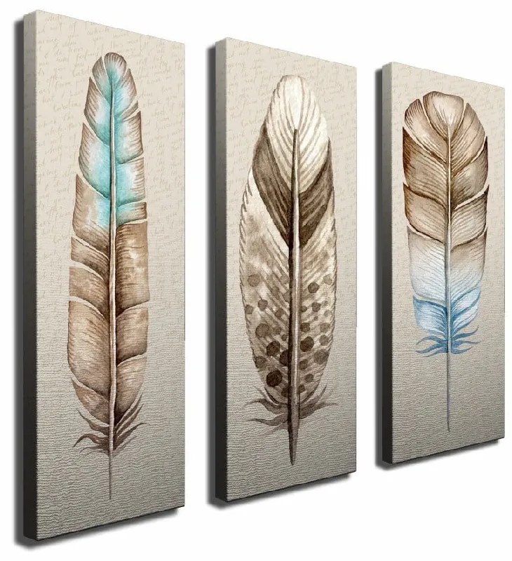 Pittura in 3 parti su tela Piume - Wallity