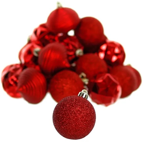 Retlux - Set di addobbi natalizi 30 pezzi rossi