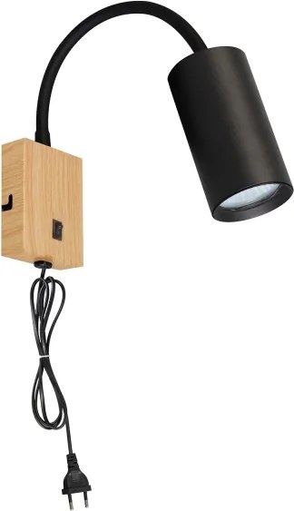 Brilagi - Lampada da parete flessibile SELE 1xGU10/30W/230V nero/decoro rovere