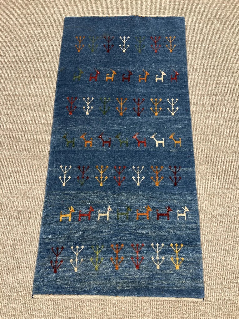 Gabbeh Tappeto persiano 140x70 Blu (Iran) Annodato A Mano