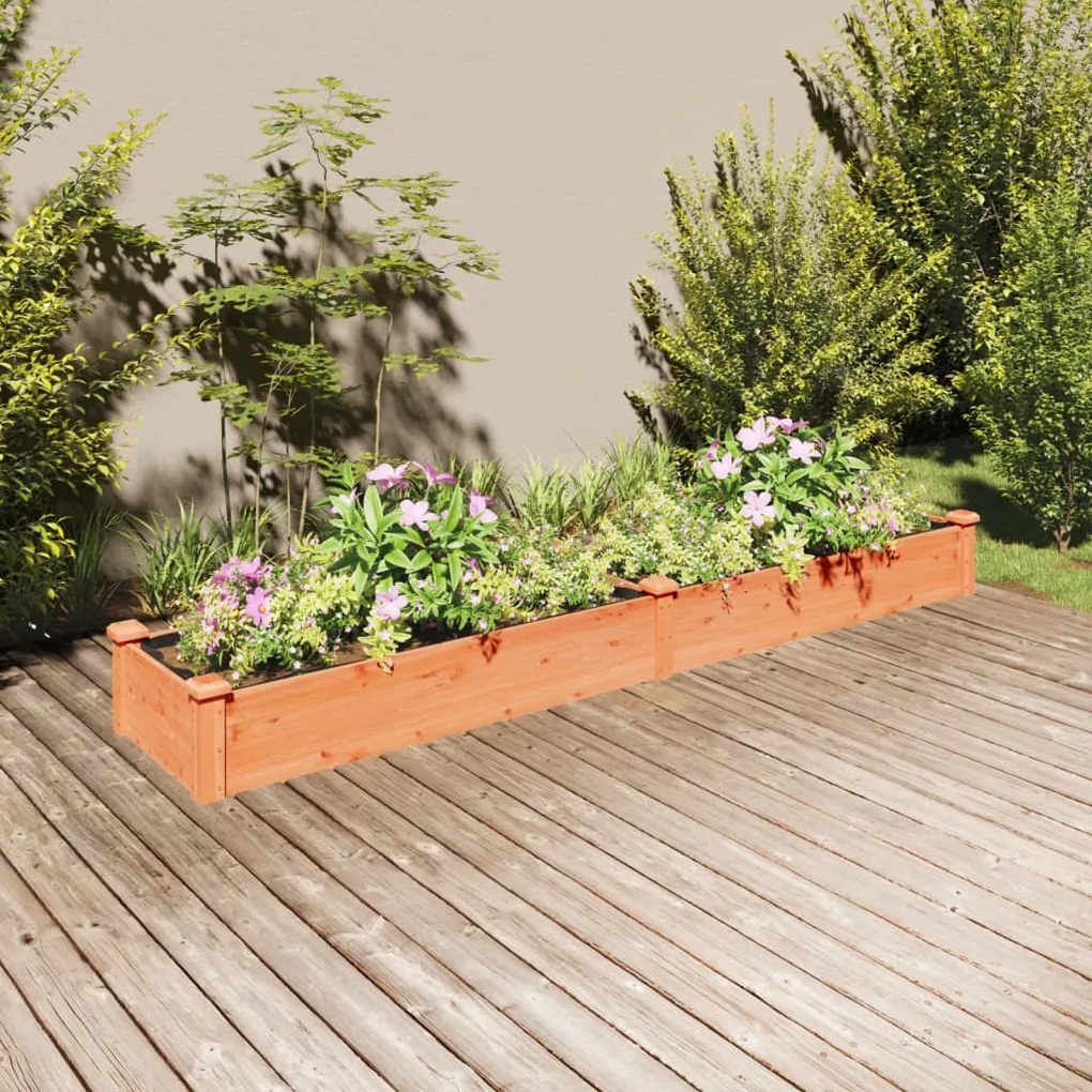 Fioriera Giardino Fodera Marrone 240x45x25 Cm Massello Abete /