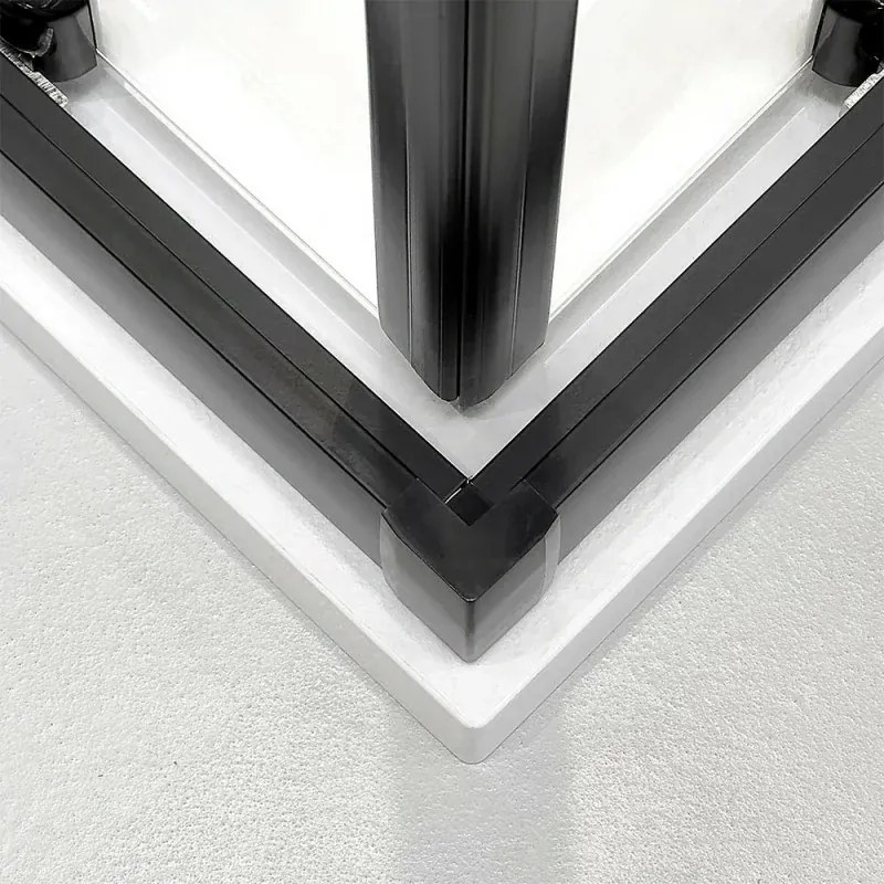 Box doccia 3 lati 70x100x70 in vetro temperato trasparente doppio scorrevole con profili neri Tay