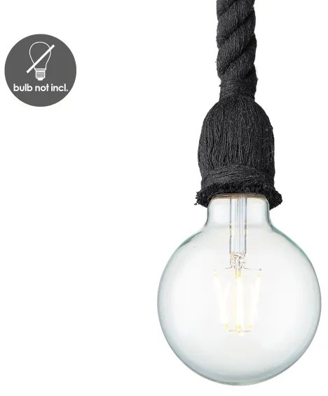 Lampadario a sospensione con filo LEONARDO ROPE 1xE27/10W/230V nero