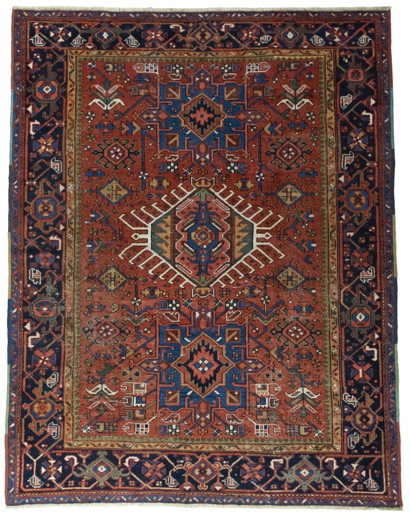 Heriz Tappeto 200x160 Rosso (Iran) Annodato A Mano