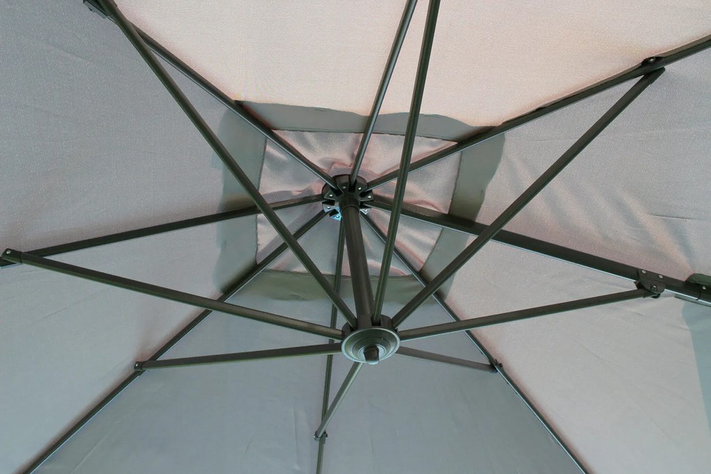 Ombrellone da Giardino Newton Decentrato 3x3 m in Alluminio Nero Telo Grigio...