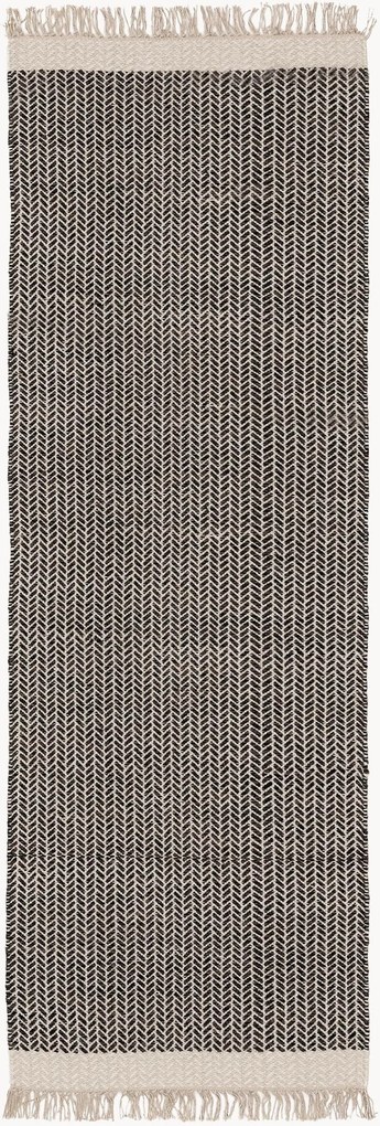 Passatoia in lana tessuta a mano con frange Kim