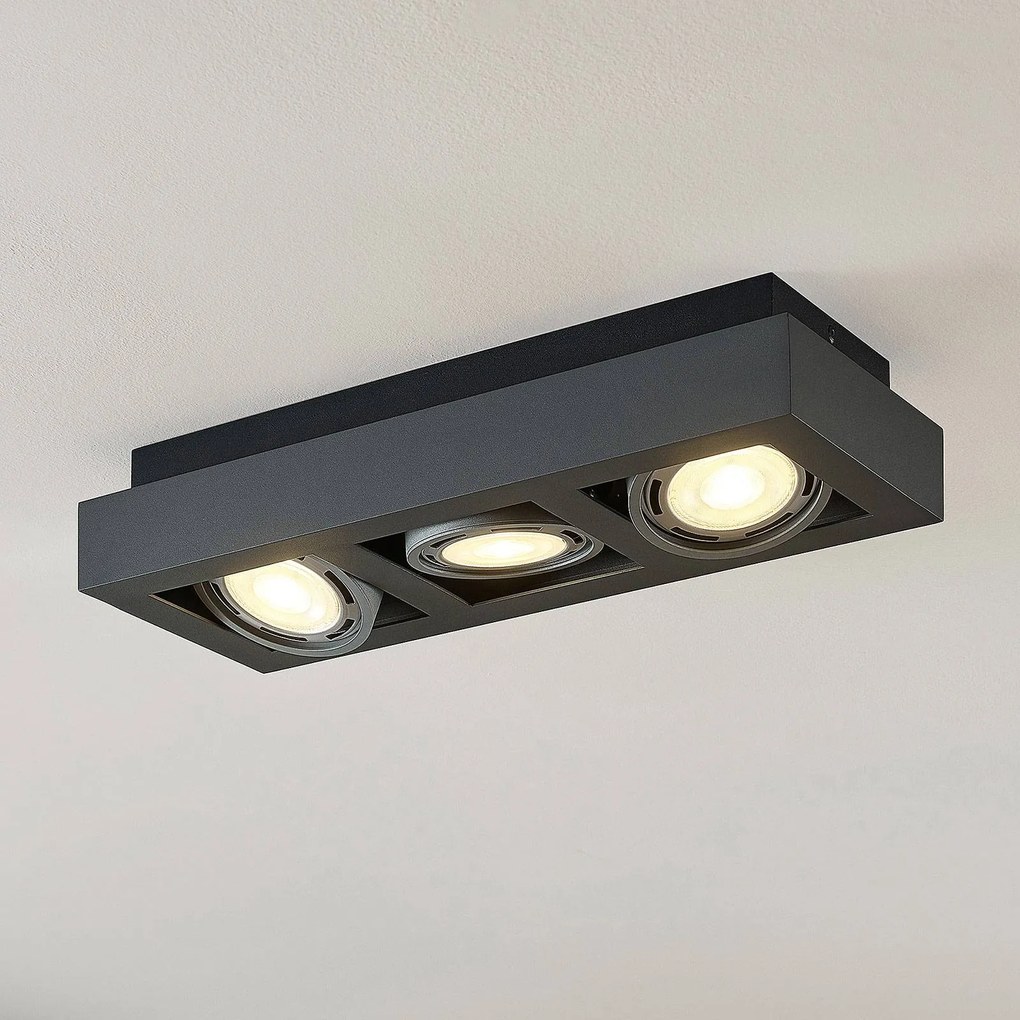 Plafoniera soffitto Ronka Arcchio, dimmerabile, Nero, Soggiorno / Sala da pranzo, Alluminio, Moderno, Plafoniera