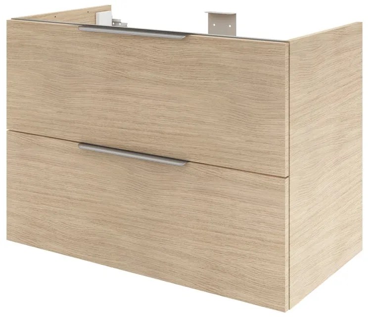 Mobile da bagno sospeso sotto lavabo L 90 x H 64 x P 48 cm rovere lucido, 2 cassetti SENSEA Neo
