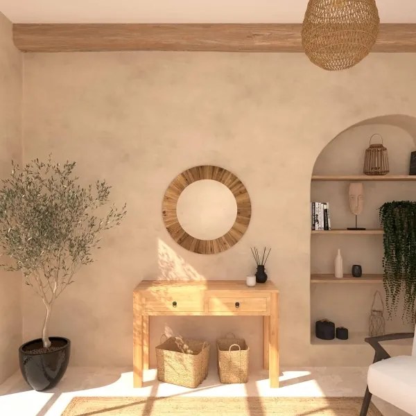 Atmosphera - Specchio da parete PAMELA diametro 83 cm abete