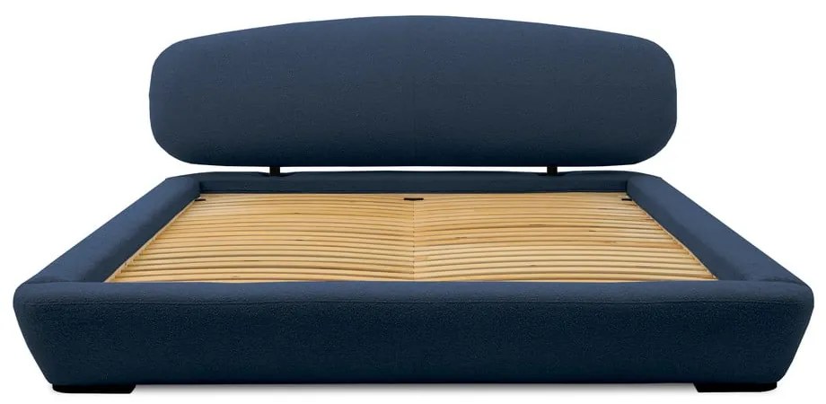 Letto matrimoniale imbottito blu scuro con doghe in legno 160x200 cm Odette - Scandic