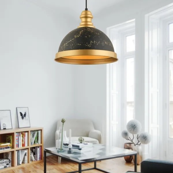 Lampadario a sospensione con cavo MONZA, 1xE27/40W/230V, Ø 29 cm, nero/bronzo