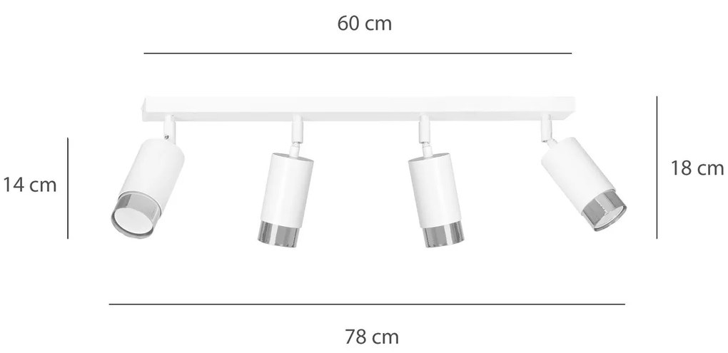Lampada da Soffitto in Acciaio HIRO 4 Nero Cromo/Oro 4xGU10