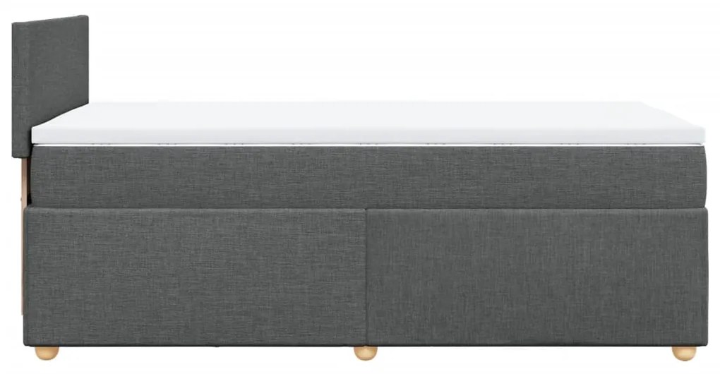 Letto a molle con materasso grigio scuro singolo in tessuto