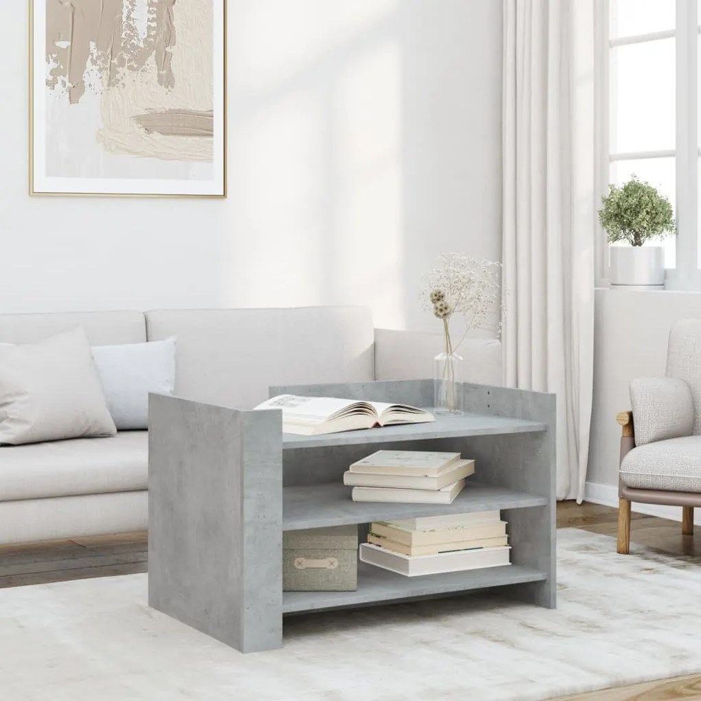 Tavolino Salotto Grigio Cemento 80x50x50 Cm Legno Multistrato /