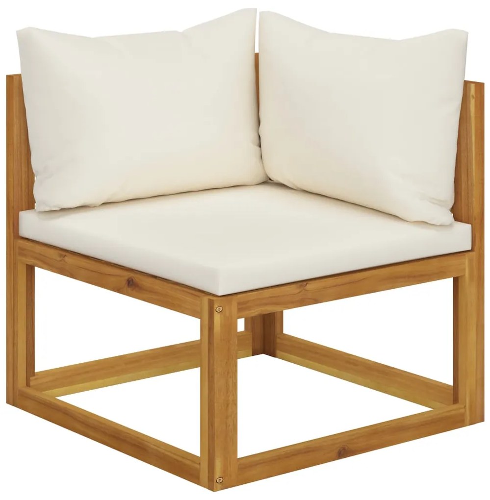 Set divani da giardino 11 pz con cuscini crema in legno acacia