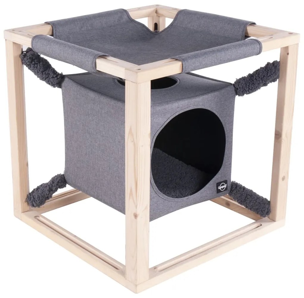 Quapas! cuccia per gatti con amaca catcube grigia m 54x54x54 cm