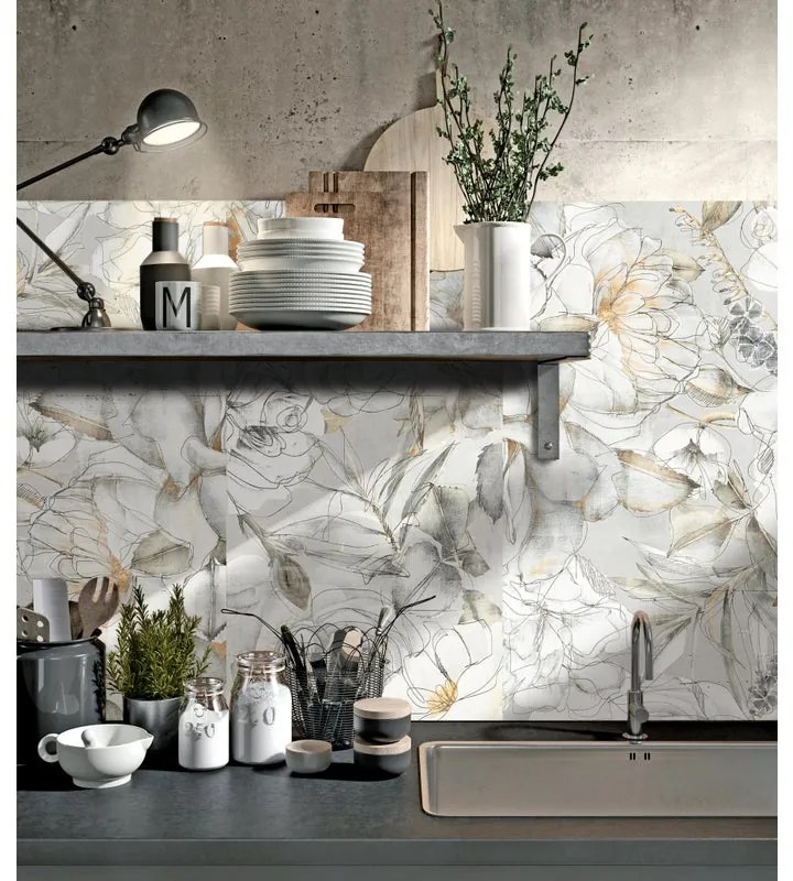 Piastrella da pavimento e rivestimento interno 61 x 122.2 cm Sp. 9 mm rettificato Universal Mirabel in gres porcellanato bianco e beige e grigio opaco traffico medio (pei 2/5) R9 1.49 mq