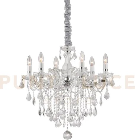 Florian lampadario a sospensione in vetro e cristallo molato cromo ...