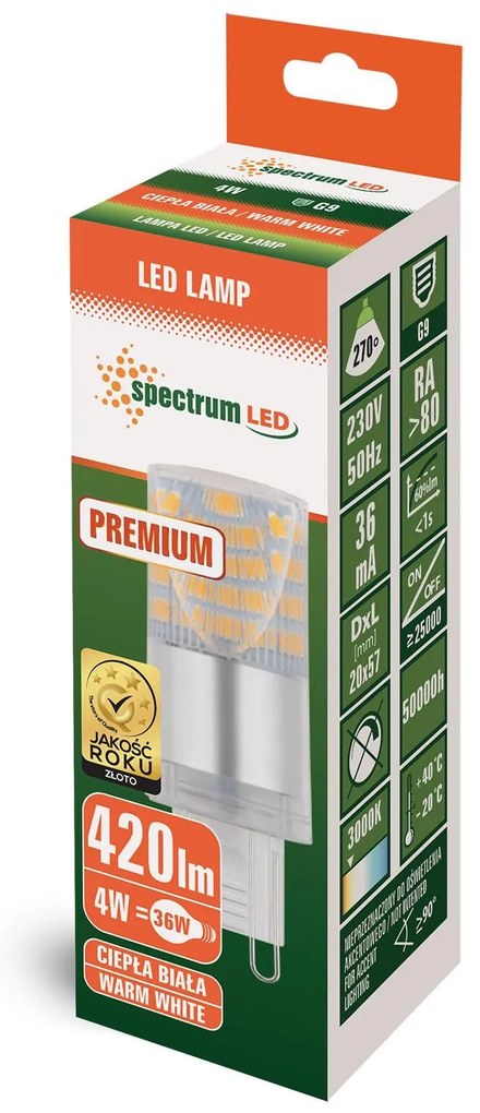 BULBO LED LUCE CALDA G9 4W 230V PREMIUM 14433