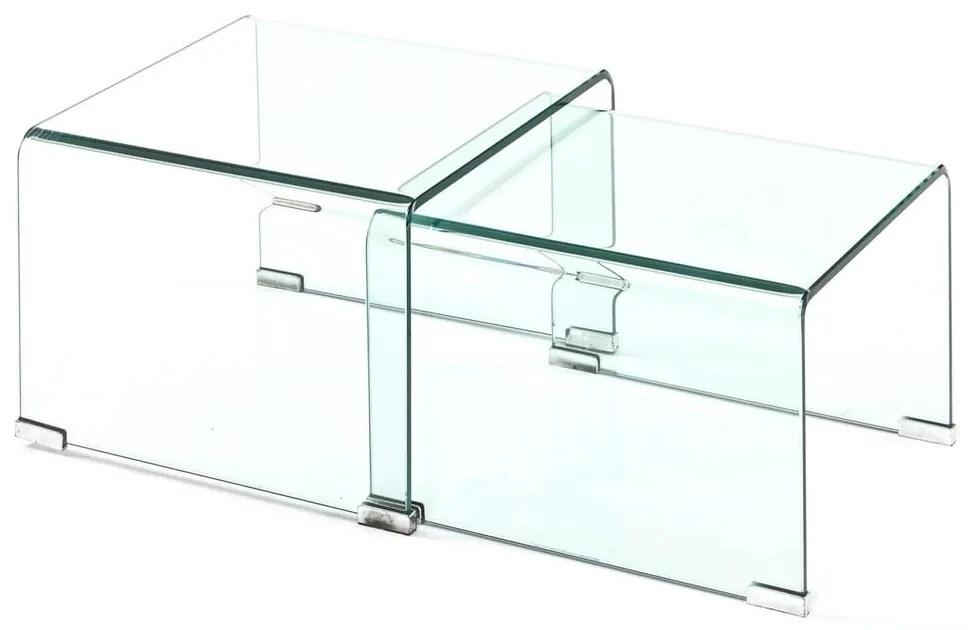 Tavolini in vetro in set da 2 44,5x49 cm Cristal - Tomasucci
