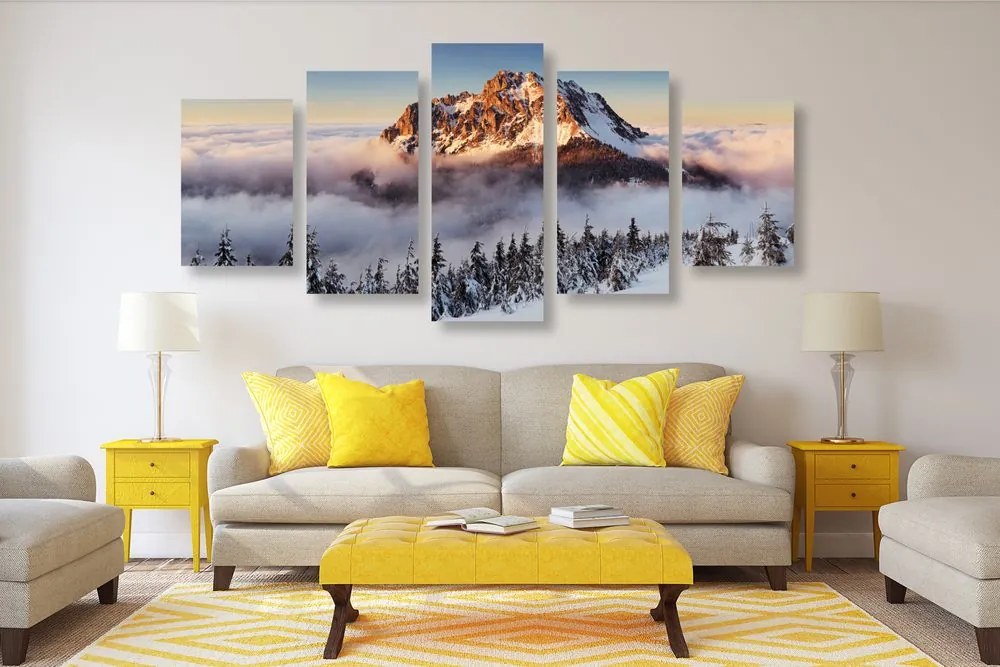 Quadri 5 pezzi – Rozsutec sotto la neve