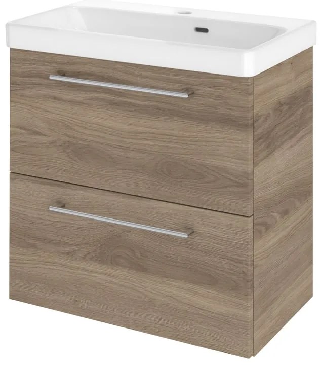 Mobile da bagno sospeso sotto lavabo L 60 x H 58 x P 33 cm marrone opaco, 2 cassetti SENSEA Remix