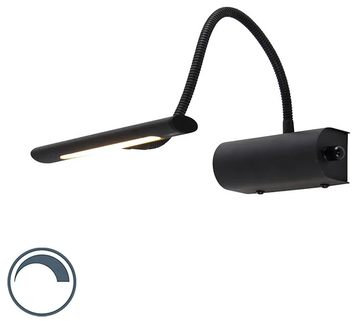 Applique da parete di design nera 18,5 cm con LED e dimmer - Tableau