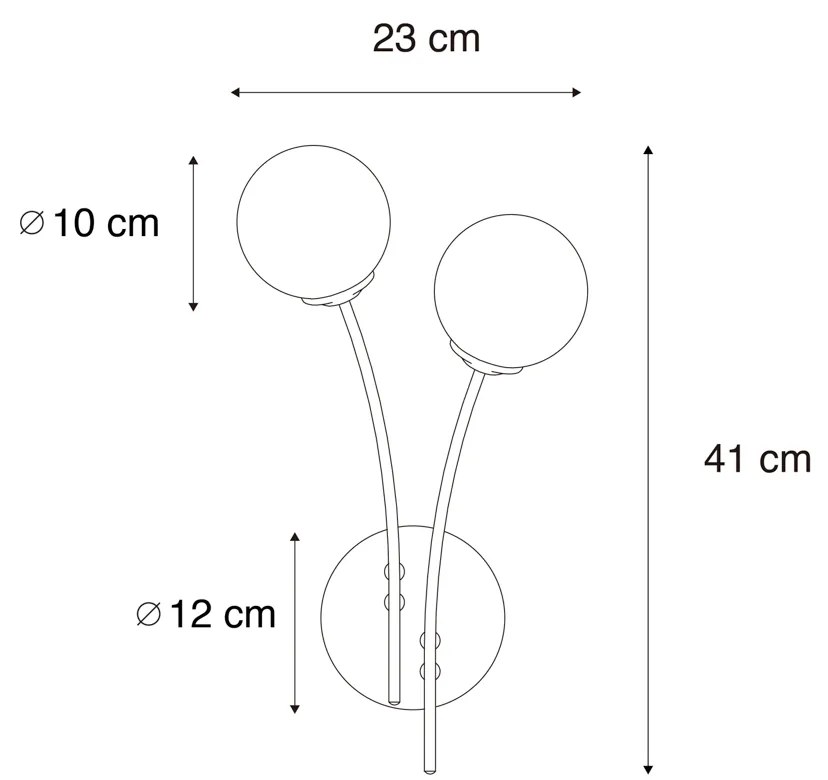 Applique moderna oro 2 luci con vetro fumé - ATHENAS