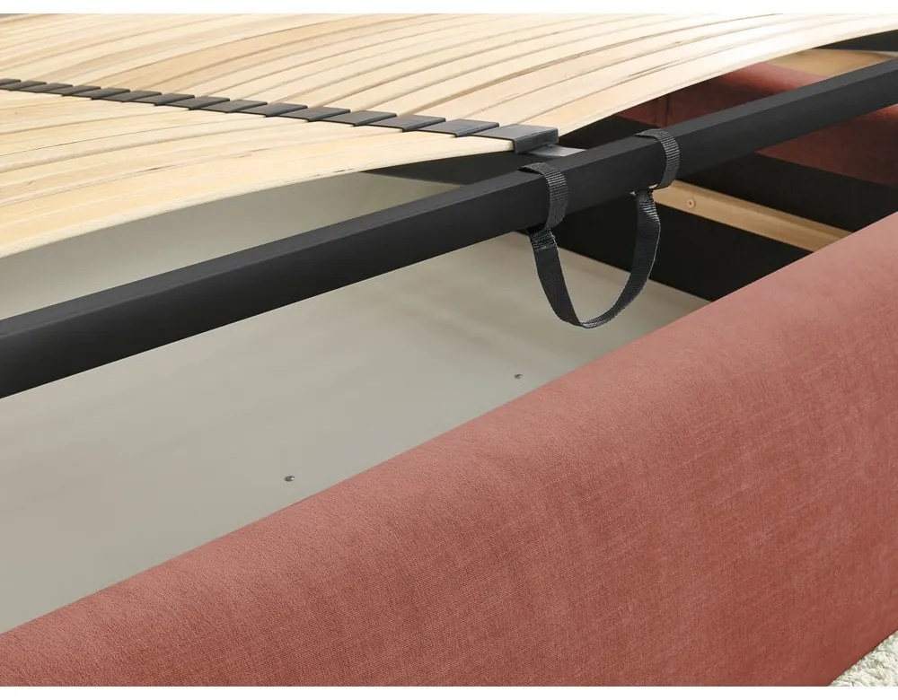 Letto matrimoniale imbottito arancione con vano contenitore con griglia 180x200 cm Vernon - Bobochic Paris