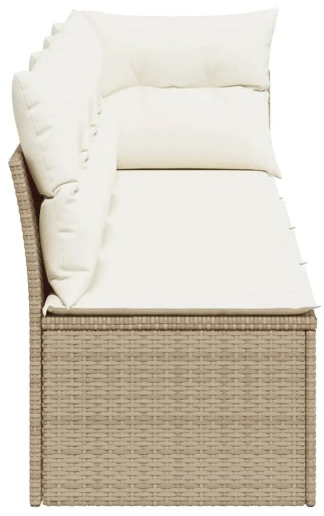 Divano da giardino con cuscini a 4 posti beige in polyrattan