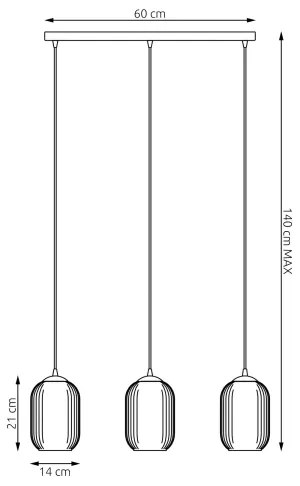 Lampadario a sospensione con filo VERDI 3xE27/15W/230V nero/bianco