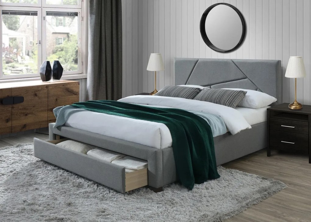 Letto Valery in tessuto grigio - 160x200 cm