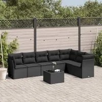 Set Divani da Giardino con Cuscini 8 pz Nero in Polyrattan 3217745