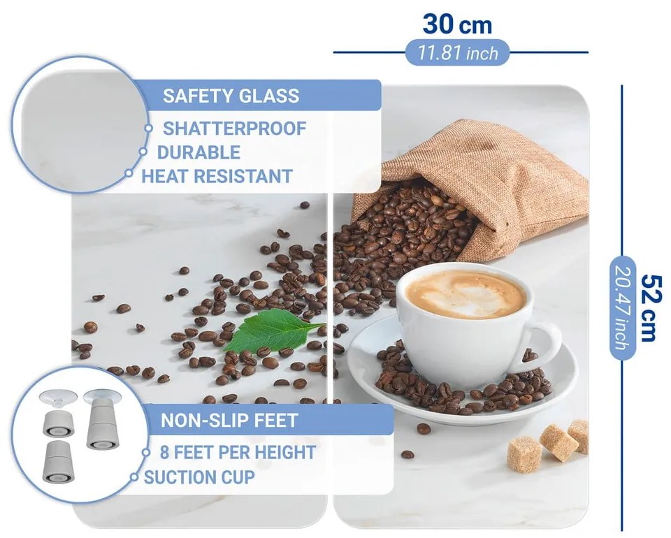 Coperchi per stufe in vetro temperato in set da 2 52x30 cm Café Aromatica - Maximex