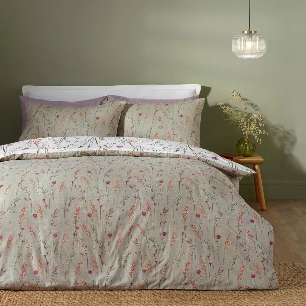 Set copripiumino e federa verde e marrone in flanella per letto singolo 135x200 cm Grasmere Floral – Catherine Lansfield