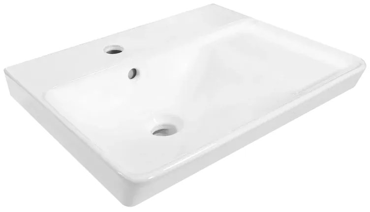 Lavabo a incasso rettangolare vasca a sinistra Easy L 51.2 x H 15.5 x P 42.4 cm in ceramica bianco lucido