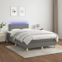 Letto a Molle Materasso e LED Grigio Scuro 120x200cm in Tessuto 3133622