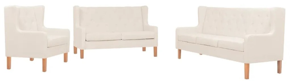 Set Divani 3 Pz İn Tessuto Bianco Crema /