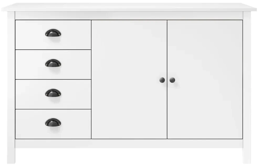 Credenza hill bianca 130x40x80 cm in legno massello di pino