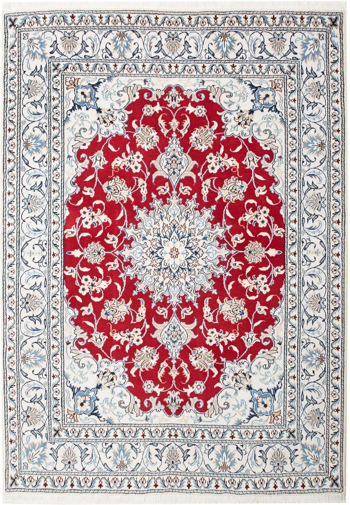 Nain Tappeto persiano 150 x 210 Rosso (Iran) Annodato A Mano