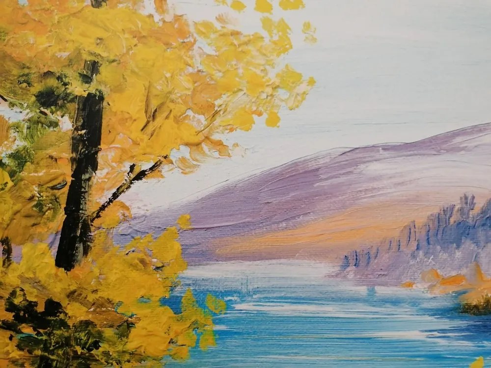 Quadro su tela – Dipinto a olio di un lago di montagna