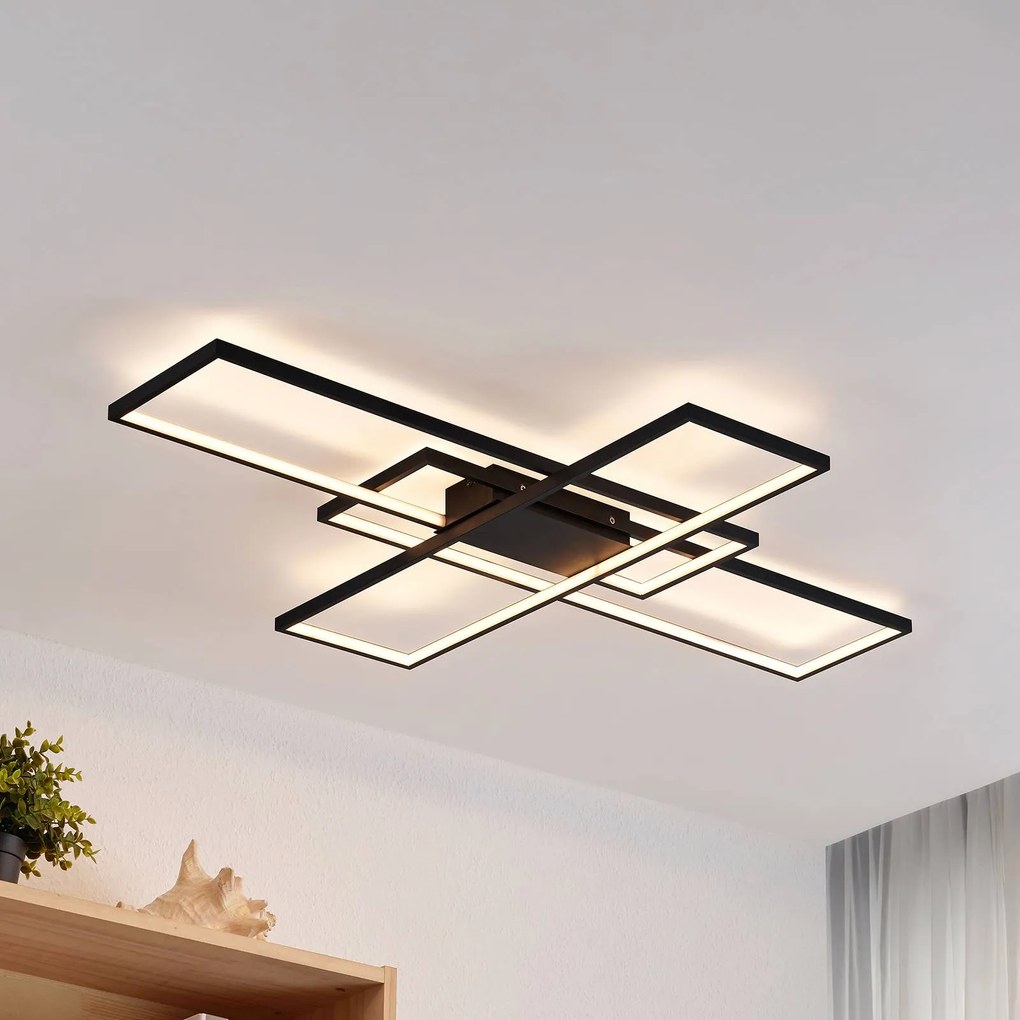 Plafoniera a LED Tetson Lindby, dimmerabile, Nero, Soggiorno / Sala da pranzo, Metallo, Moderno, Plafoniera LED
